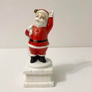 Vtg Inarco Santa Claus Waving Christmas 6.5 Inch Tall Figurine Chimney Chipped